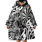 Personalised New Zealand Darts Wearable Blanket Hoodie Aotearoa Maori Its In My DNA Black - Aussie Hoodie