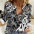 Personalised New Zealand Darts Women Casual Shirt Aotearoa Maori Its In My DNA Black - Aussie Hoodie
