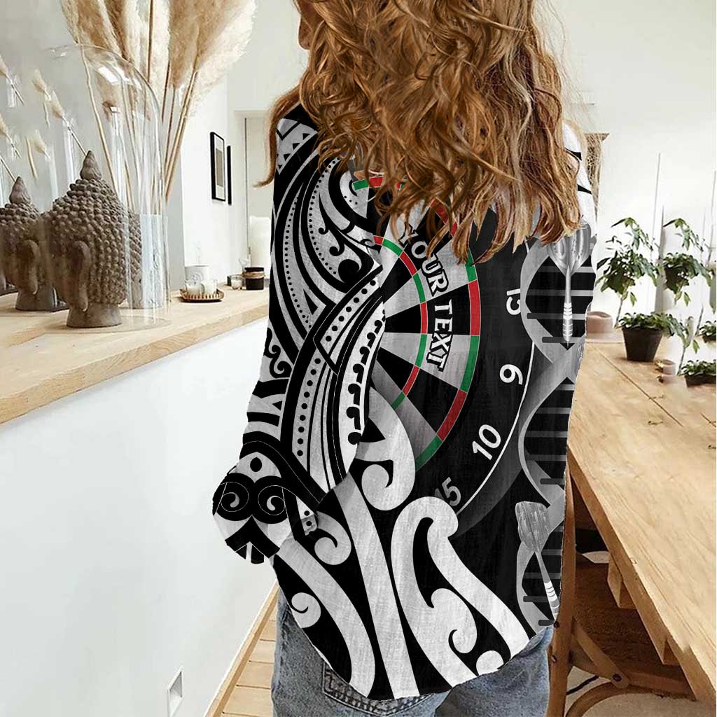 Personalised New Zealand Darts Women Casual Shirt Aotearoa Maori Its In My DNA Black - Aussie Hoodie