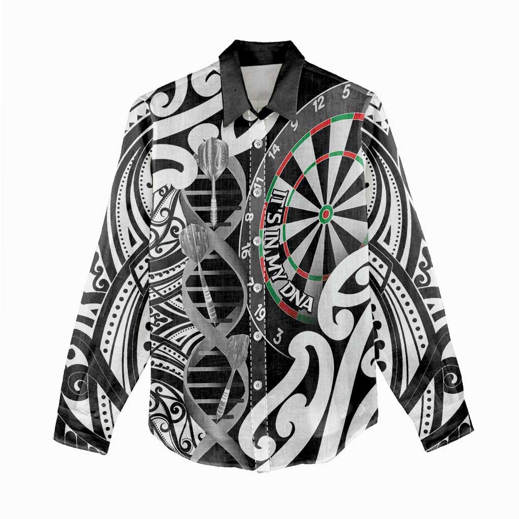 Personalised New Zealand Darts Women Casual Shirt Aotearoa Maori Its In My DNA Black - Aussie Hoodie