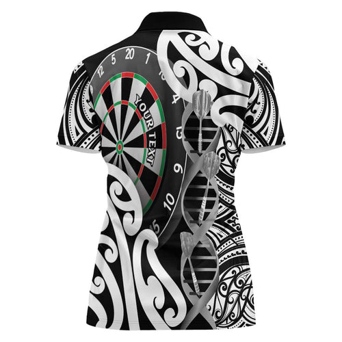 Personalised New Zealand Darts Women Polo Shirt Aotearoa Maori Its In My DNA Black - Aussie Hoodie