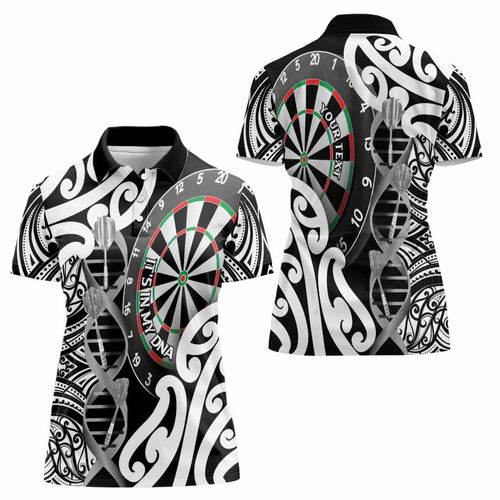 Personalised New Zealand Darts Women Polo Shirt Aotearoa Maori Its In My DNA Black - Aussie Hoodie