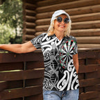 Personalised New Zealand Darts Women Polo Shirt Aotearoa Maori Its In My DNA Black - Aussie Hoodie