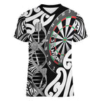 Personalised New Zealand Darts Women V-Neck T-Shirt Aotearoa Maori Its In My DNA Black - Aussie Hoodie