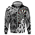 Personalised New Zealand Darts Zip Hoodie Aotearoa Maori Its In My DNA Black - Aussie Hoodie