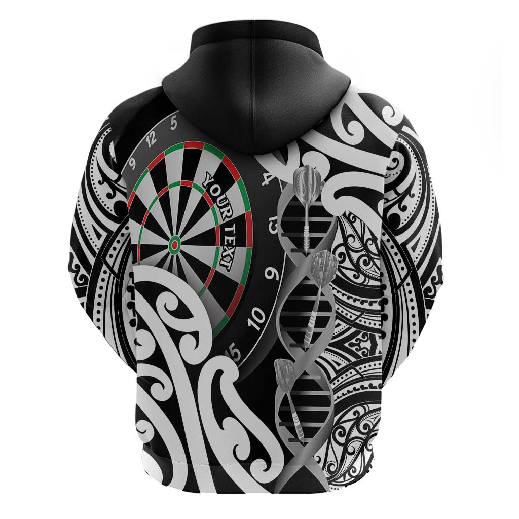 Personalised New Zealand Darts Zip Hoodie Aotearoa Maori Its In My DNA Black - Aussie Hoodie