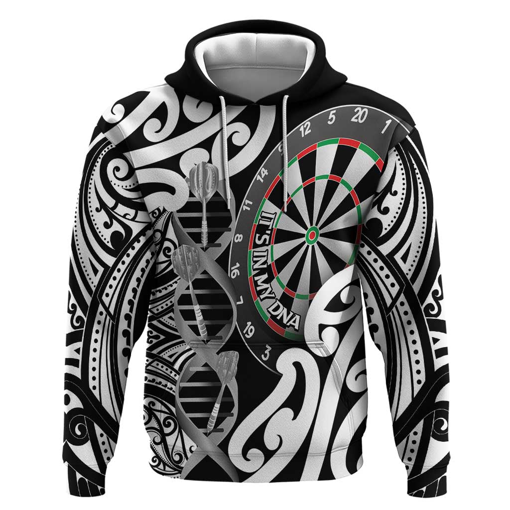 Personalised New Zealand Darts Zip Hoodie Aotearoa Maori Its In My DNA Black - Aussie Hoodie