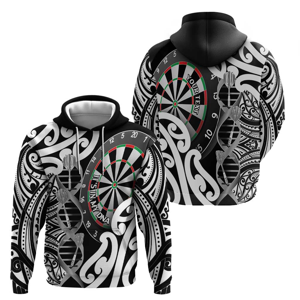 Personalised New Zealand Darts Zip Hoodie Aotearoa Maori Its In My DNA Black - Aussie Hoodie
