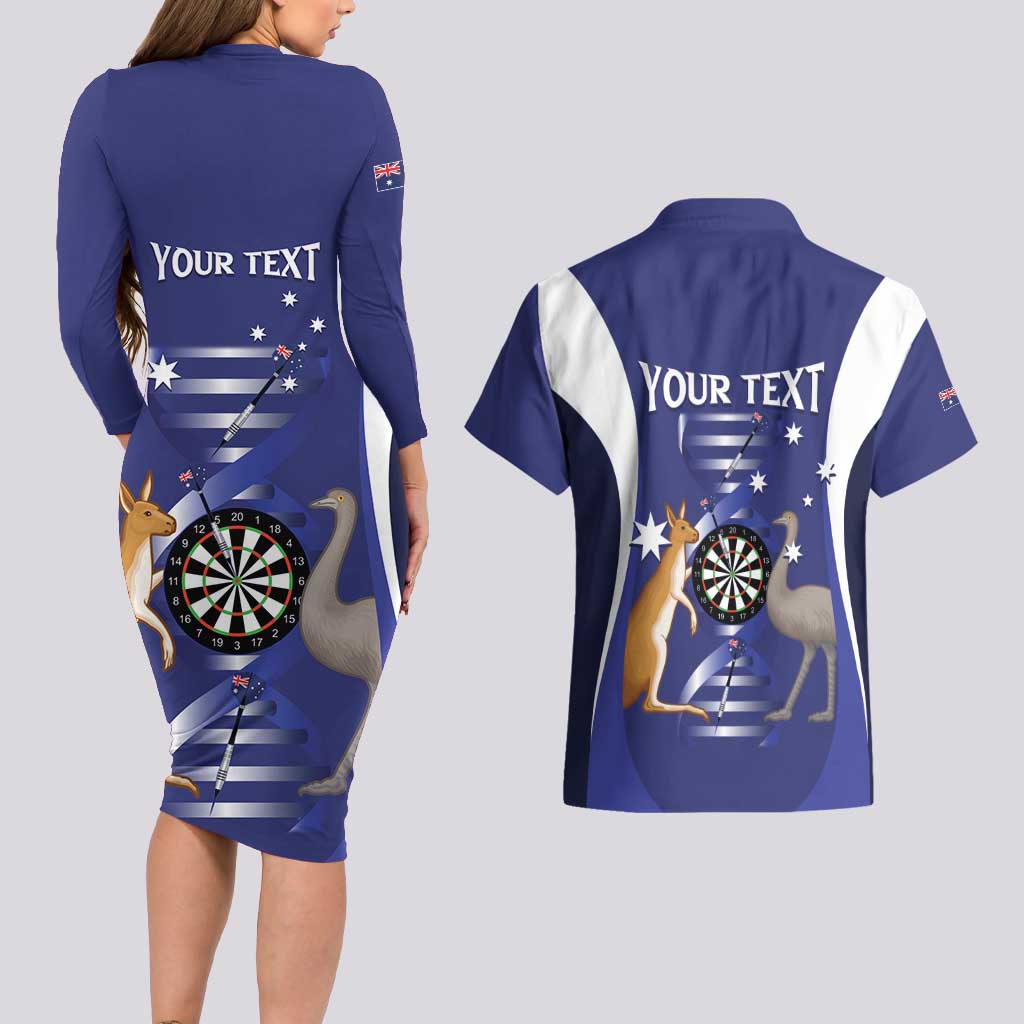 Personalised Australia Darts Couples Matching Long Sleeve Bodycon Dress and Hawaiian Shirt Aussie Its In My DNA Flag Color - Aussie Hoodie