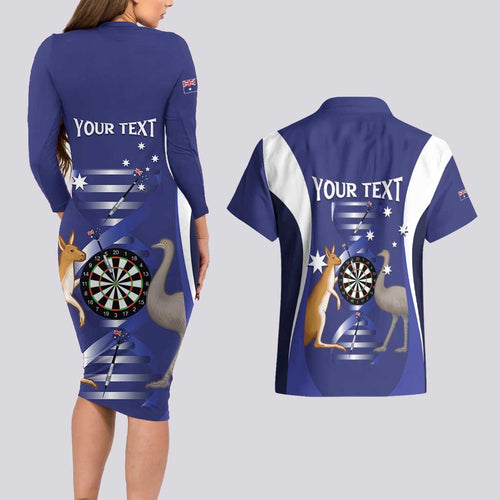 Personalised Australia Darts Couples Matching Long Sleeve Bodycon Dress and Hawaiian Shirt Aussie Its In My DNA Flag Color - Aussie Hoodie