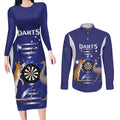 Personalised Australia Darts Couples Matching Long Sleeve Bodycon Dress and Long Sleeve Button Shirt Aussie Its In My DNA Flag Color - Aussie Hoodie