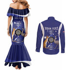 Personalised Australia Darts Couples Matching Mermaid Dress and Long Sleeve Button Shirt Aussie Its In My DNA Flag Color - Aussie Hoodie