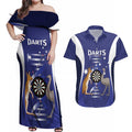 Personalised Australia Darts Couples Matching Off Shoulder Maxi Dress and Hawaiian Shirt Aussie Its In My DNA Flag Color - Aussie Hoodie