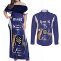 Personalised Australia Darts Couples Matching Off Shoulder Maxi Dress and Long Sleeve Button Shirt Aussie Its In My DNA Flag Color - Aussie Hoodie