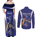 Personalised Australia Darts Couples Matching Off Shoulder Maxi Dress and Long Sleeve Button Shirt Aussie Its In My DNA Flag Color - Aussie Hoodie