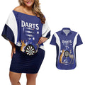 Personalised Australia Darts Couples Matching Off Shoulder Short Dress and Hawaiian Shirt Aussie Its In My DNA Flag Color - Aussie Hoodie