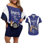 Personalised Australia Darts Couples Matching Off Shoulder Short Dress and Hawaiian Shirt Aussie Its In My DNA Flag Color - Aussie Hoodie