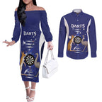 Personalised Australia Darts Couples Matching Off The Shoulder Long Sleeve Dress and Long Sleeve Button Shirt Aussie Its In My DNA Flag Color - Aussie Hoodie