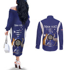 Personalised Australia Darts Couples Matching Off The Shoulder Long Sleeve Dress and Long Sleeve Button Shirt Aussie Its In My DNA Flag Color - Aussie Hoodie