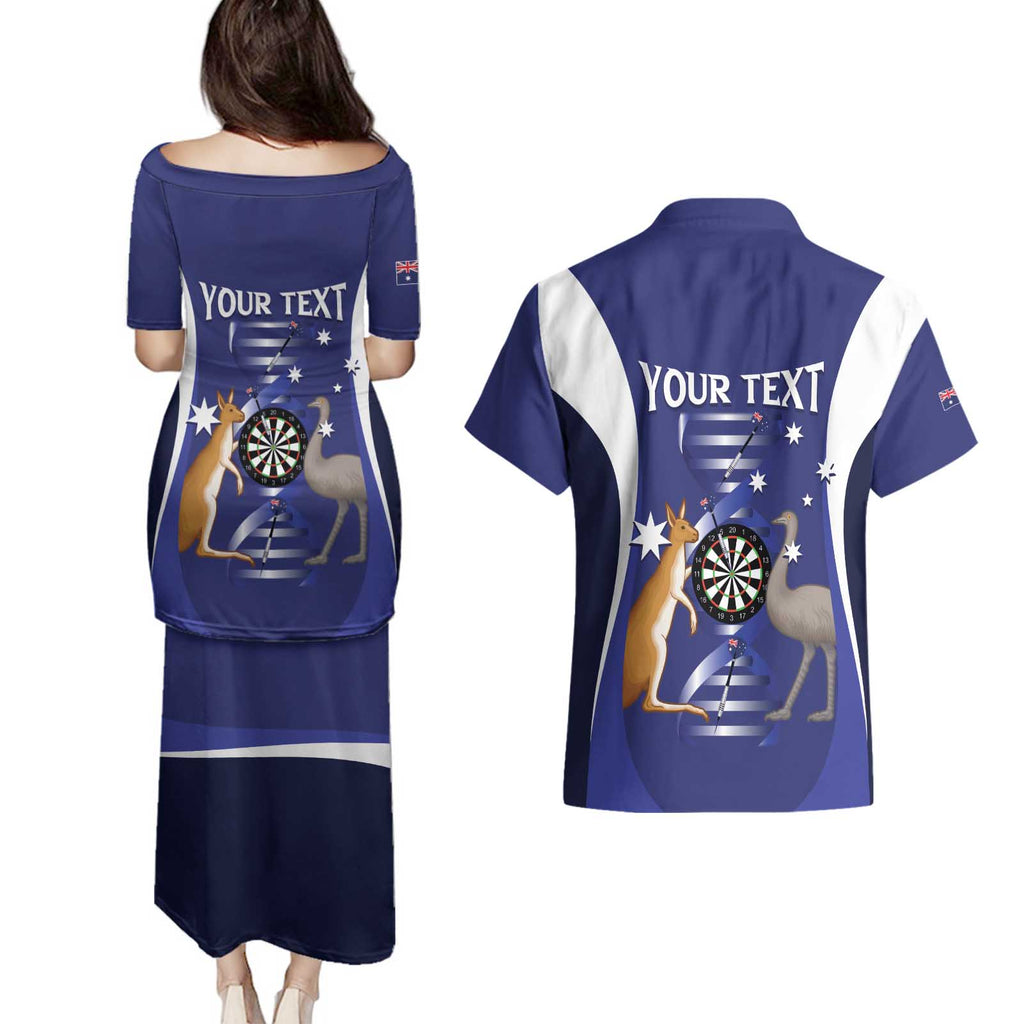 Personalised Australia Darts Couples Matching Puletasi and Hawaiian Shirt Aussie Its In My DNA Flag Color - Aussie Hoodie