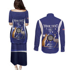 Personalised Australia Darts Couples Matching Puletasi and Long Sleeve Button Shirt Aussie Its In My DNA Flag Color - Aussie Hoodie