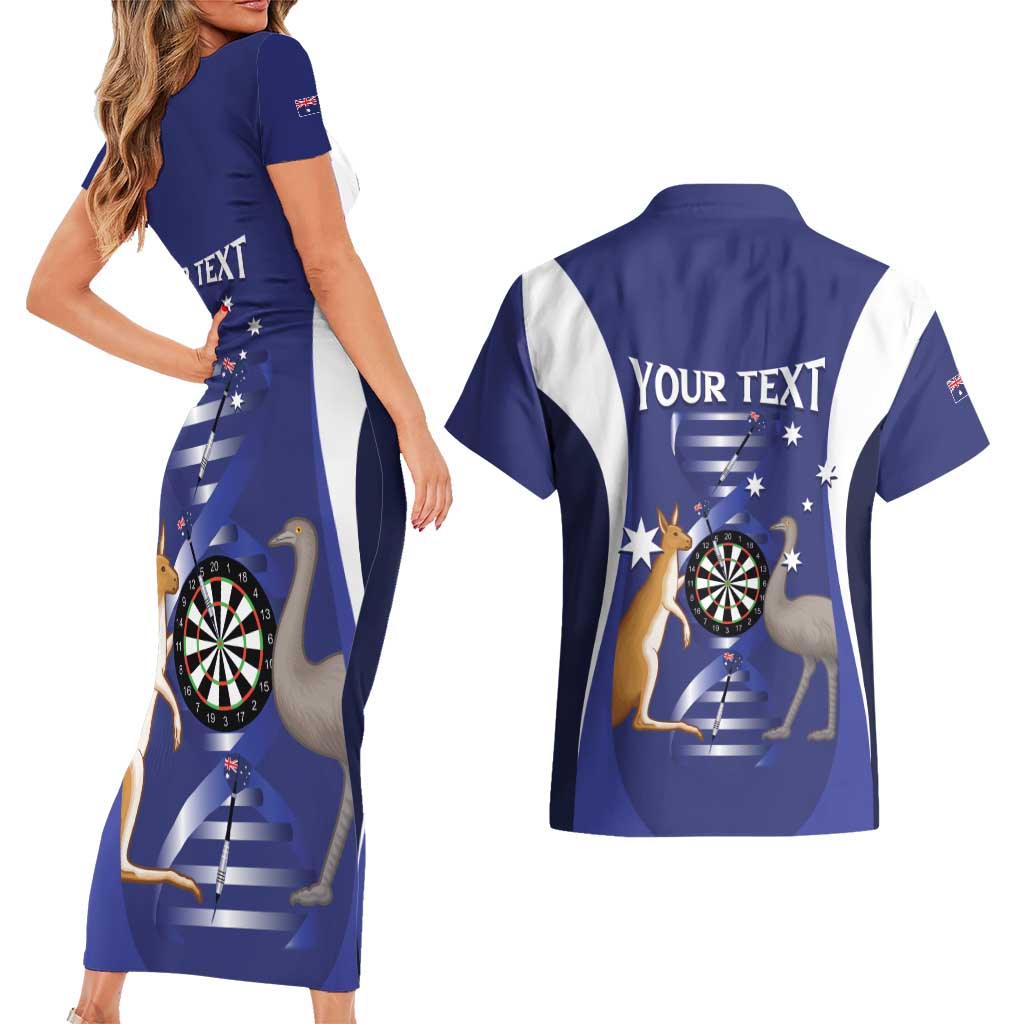 Personalised Australia Darts Couples Matching Short Sleeve Bodycon Dress and Hawaiian Shirt Aussie Its In My DNA Flag Color - Aussie Hoodie