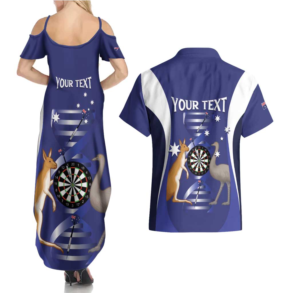 Personalised Australia Darts Couples Matching Summer Maxi Dress and Hawaiian Shirt Aussie Its In My DNA Flag Color - Aussie Hoodie