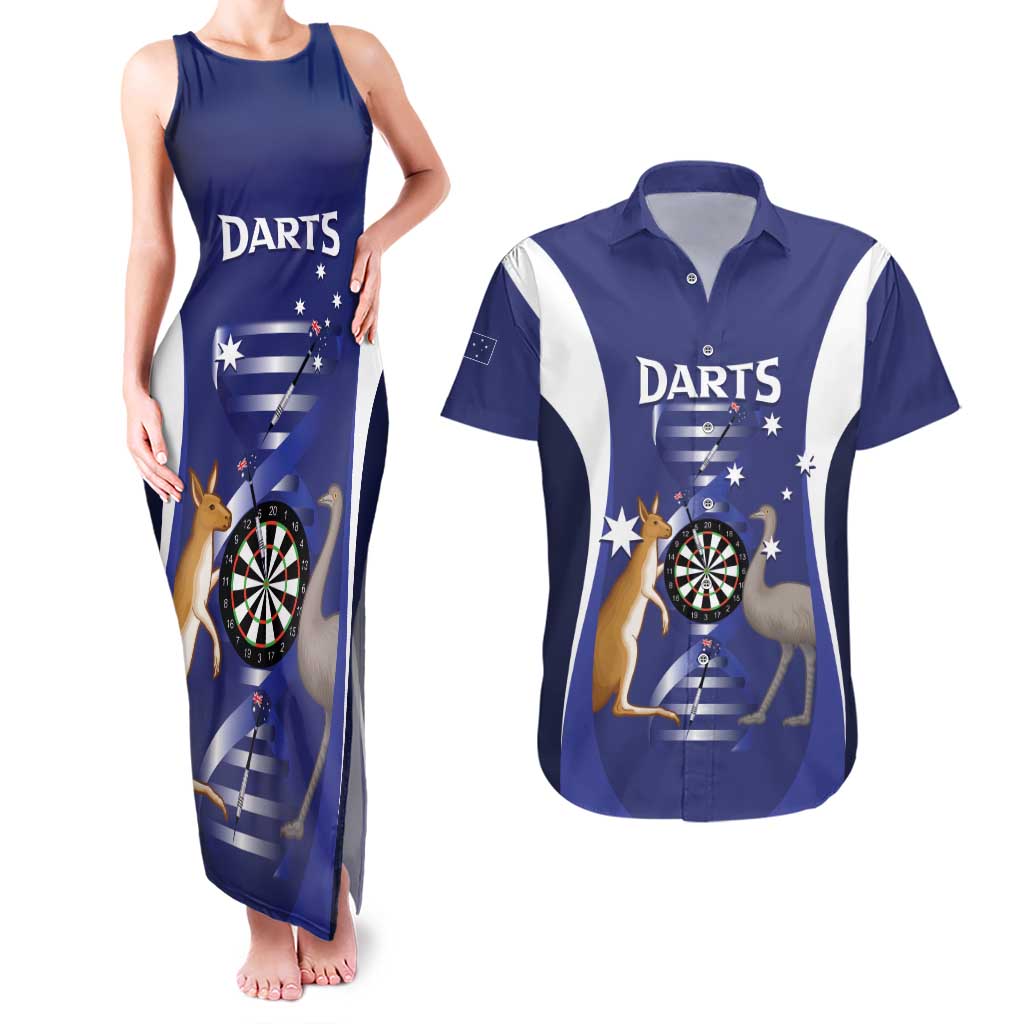 Personalised Australia Darts Couples Matching Tank Maxi Dress and Hawaiian Shirt Aussie Its In My DNA Flag Color - Aussie Hoodie