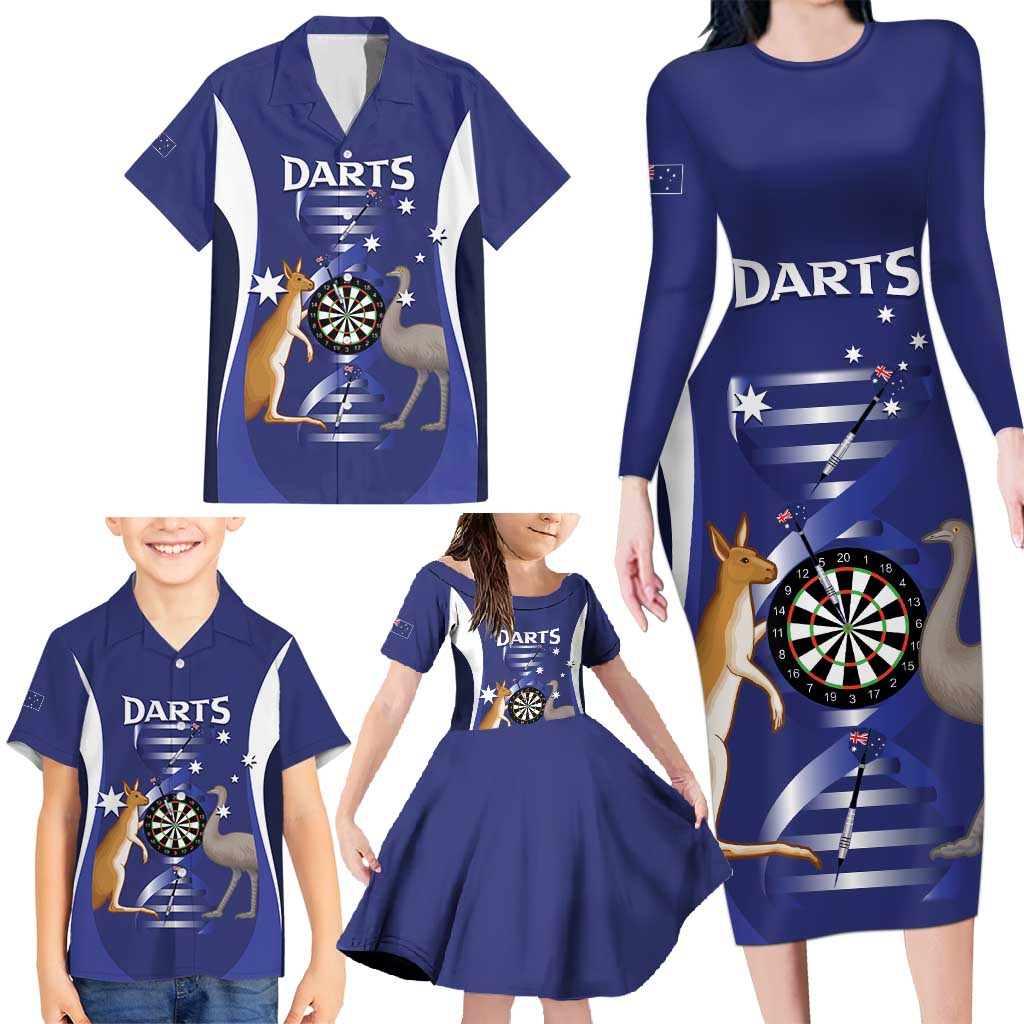 Personalised Australia Darts Family Matching Long Sleeve Bodycon Dress and Hawaiian Shirt Aussie Its In My DNA Flag Color - Aussie Hoodie