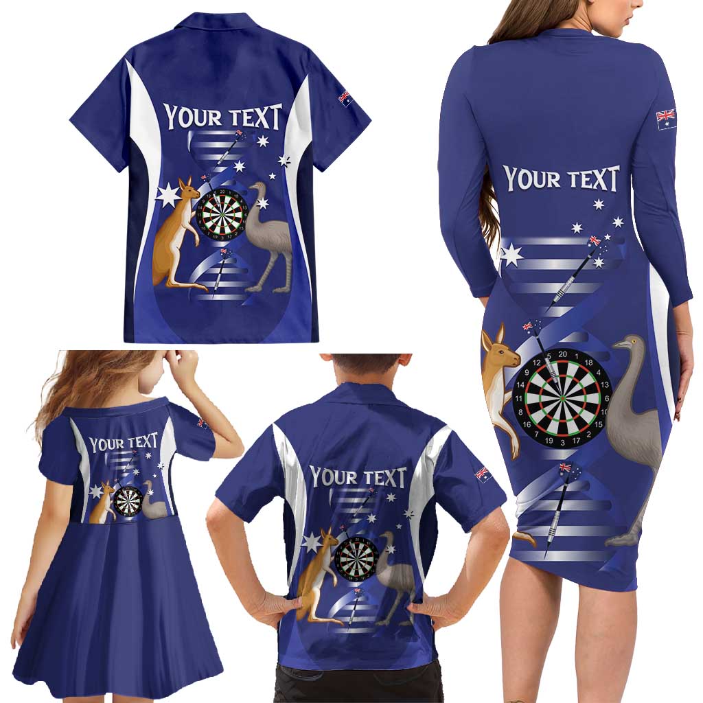 Personalised Australia Darts Family Matching Long Sleeve Bodycon Dress and Hawaiian Shirt Aussie Its In My DNA Flag Color - Aussie Hoodie