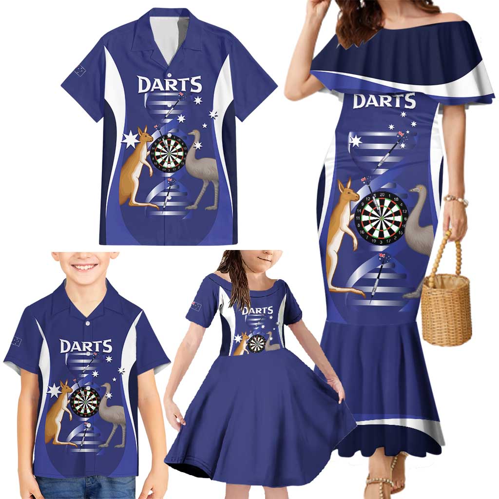 Personalised Australia Darts Family Matching Mermaid Dress and Hawaiian Shirt Aussie Its In My DNA Flag Color - Aussie Hoodie