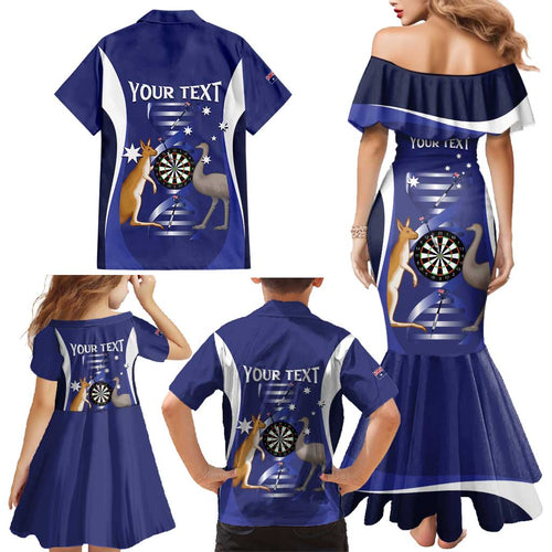 Personalised Australia Darts Family Matching Mermaid Dress and Hawaiian Shirt Aussie Its In My DNA Flag Color - Aussie Hoodie