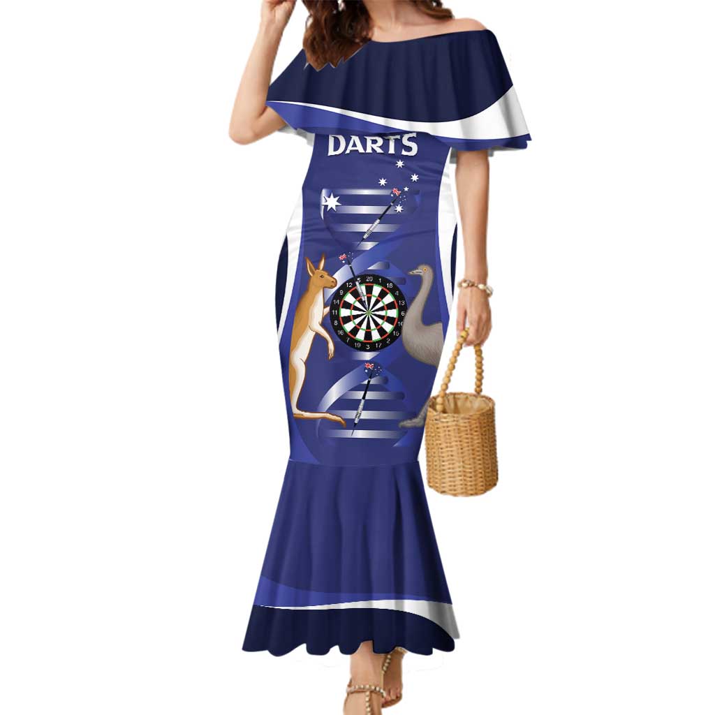 Personalised Australia Darts Family Matching Mermaid Dress and Hawaiian Shirt Aussie Its In My DNA Flag Color - Aussie Hoodie