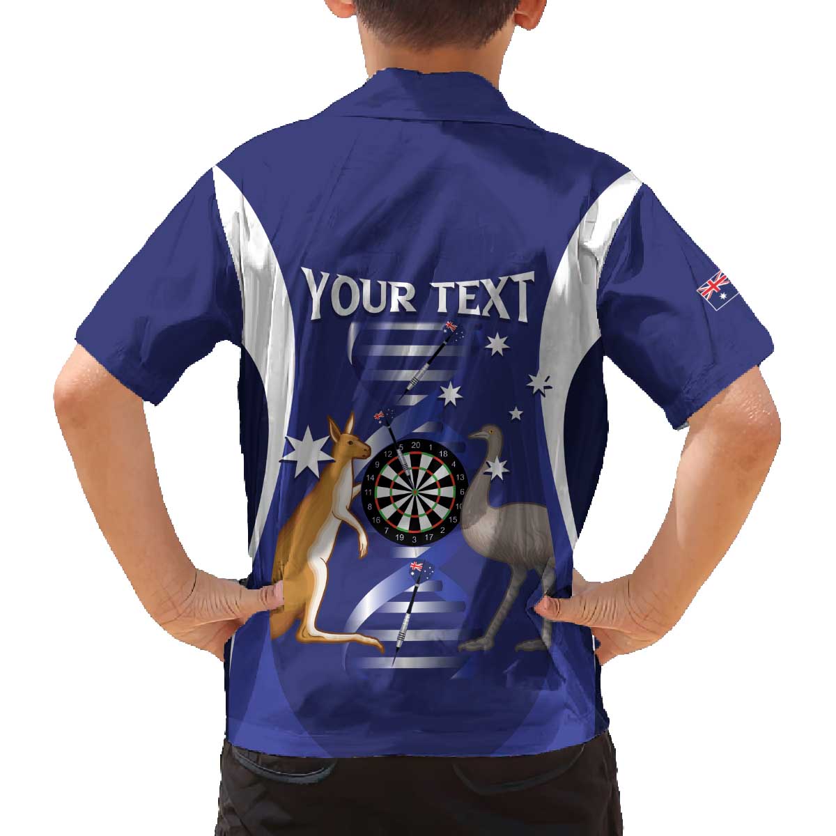 Personalised Australia Darts Family Matching Off The Shoulder Long Sleeve Dress and Hawaiian Shirt Aussie Its In My DNA Flag Color - Aussie Hoodie