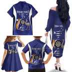 Personalised Australia Darts Family Matching Off The Shoulder Long Sleeve Dress and Hawaiian Shirt Aussie Its In My DNA Flag Color - Aussie Hoodie