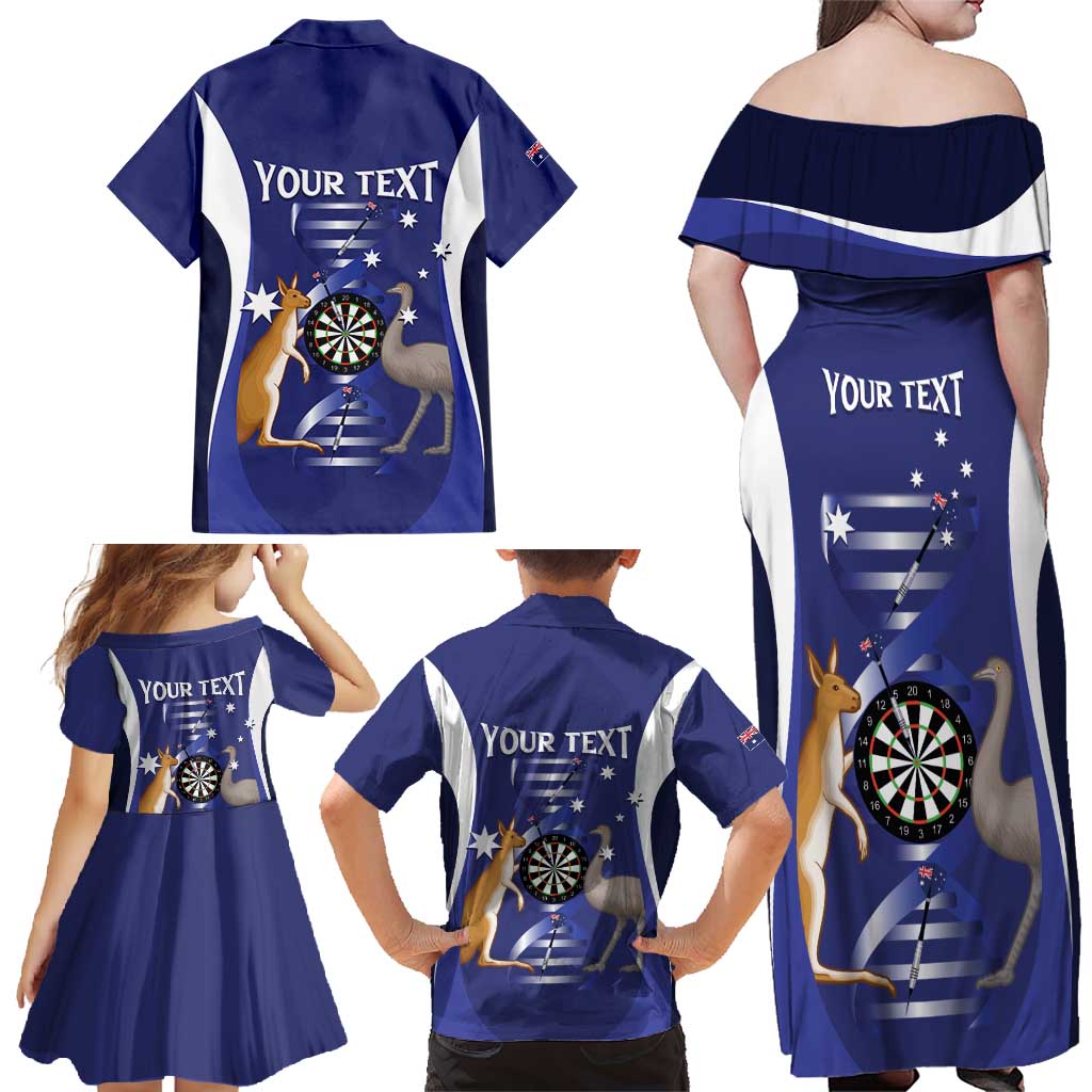 Personalised Australia Darts Family Matching Off Shoulder Maxi Dress and Hawaiian Shirt Aussie Its In My DNA Flag Color - Aussie Hoodie
