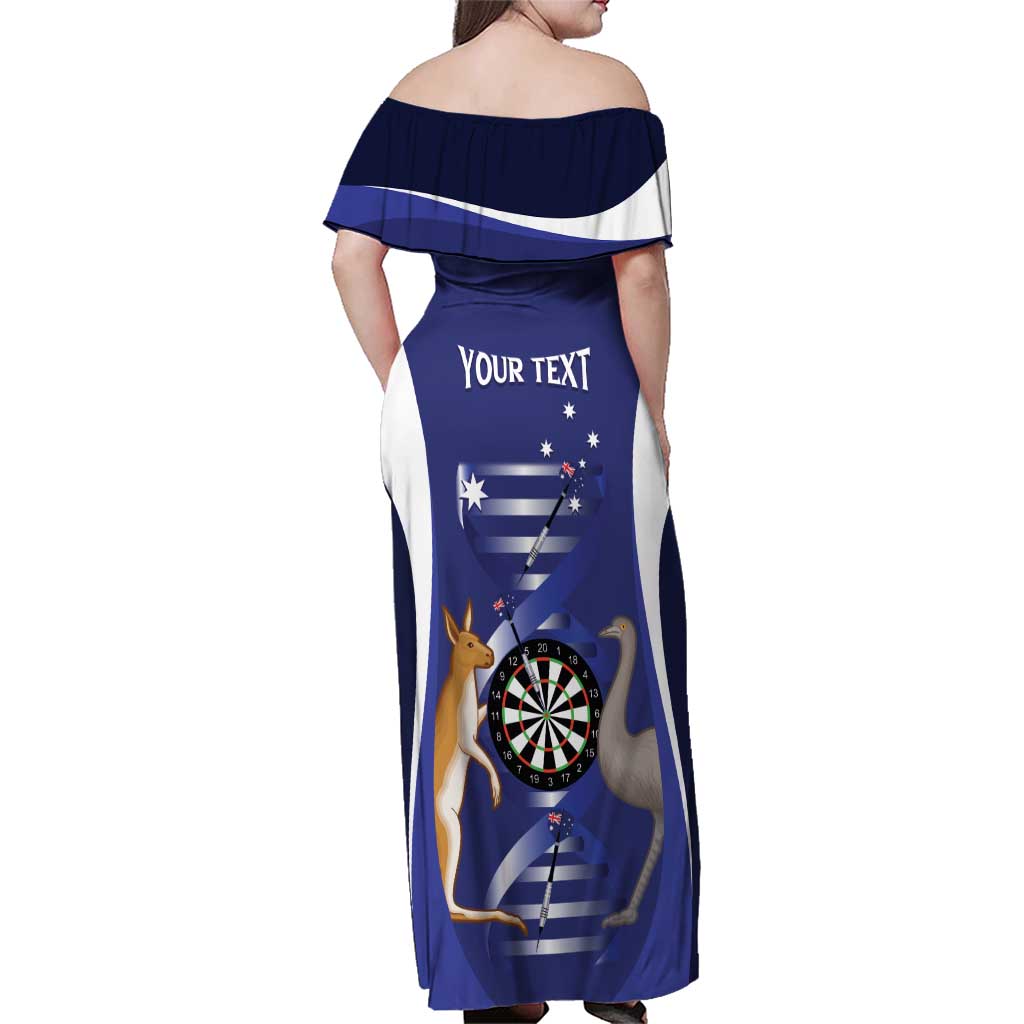 Personalised Australia Darts Family Matching Off Shoulder Maxi Dress and Hawaiian Shirt Aussie Its In My DNA Flag Color - Aussie Hoodie