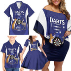 Personalised Australia Darts Family Matching Off Shoulder Short Dress and Hawaiian Shirt Aussie Its In My DNA Flag Color - Aussie Hoodie