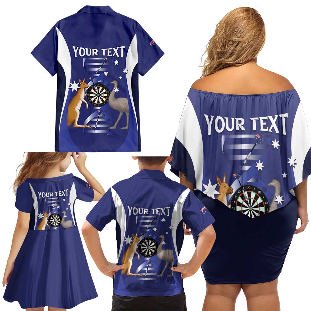 Personalised Australia Darts Family Matching Off Shoulder Short Dress and Hawaiian Shirt Aussie Its In My DNA Flag Color - Aussie Hoodie