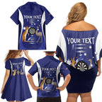 Personalised Australia Darts Family Matching Off Shoulder Short Dress and Hawaiian Shirt Aussie Its In My DNA Flag Color - Aussie Hoodie