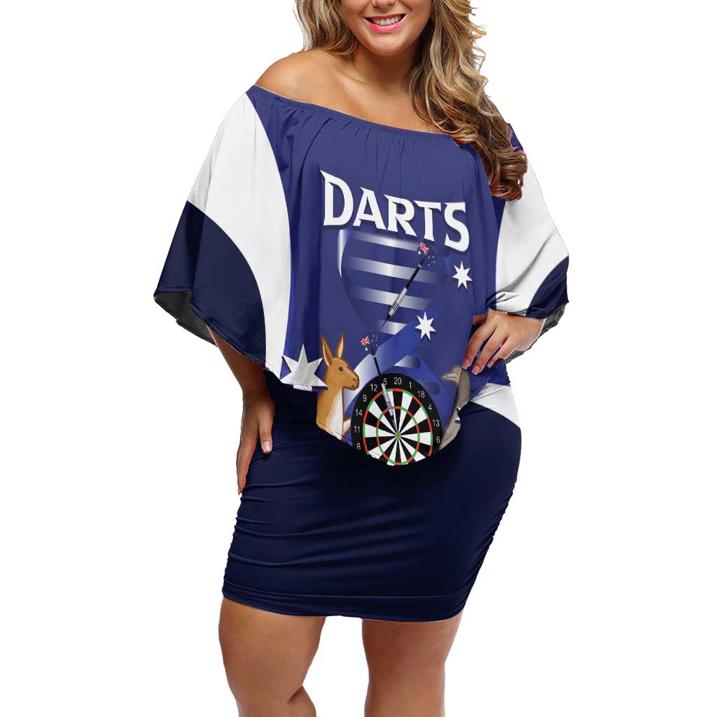 Personalised Australia Darts Family Matching Off Shoulder Short Dress and Hawaiian Shirt Aussie Its In My DNA Flag Color - Aussie Hoodie