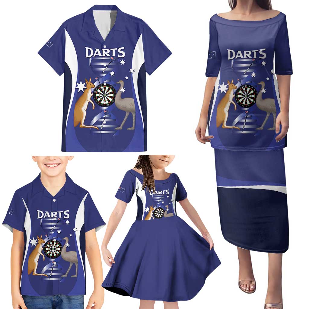 Personalised Australia Darts Family Matching Puletasi and Hawaiian Shirt Aussie Its In My DNA Flag Color - Aussie Hoodie