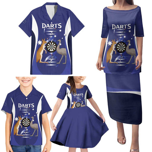 Personalised Australia Darts Family Matching Puletasi and Hawaiian Shirt Aussie Its In My DNA Flag Color - Aussie Hoodie