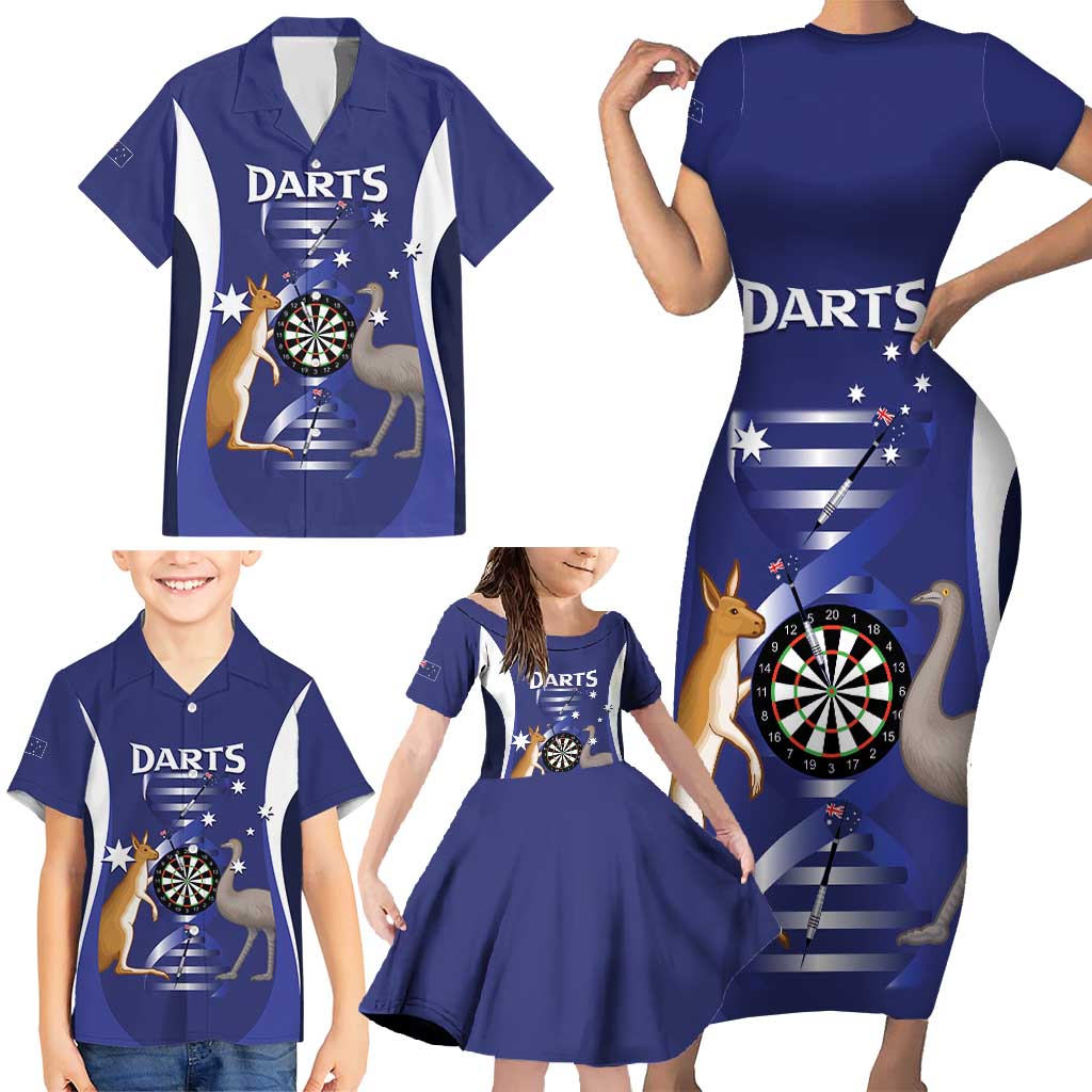 Personalised Australia Darts Family Matching Short Sleeve Bodycon Dress and Hawaiian Shirt Aussie Its In My DNA Flag Color - Aussie Hoodie