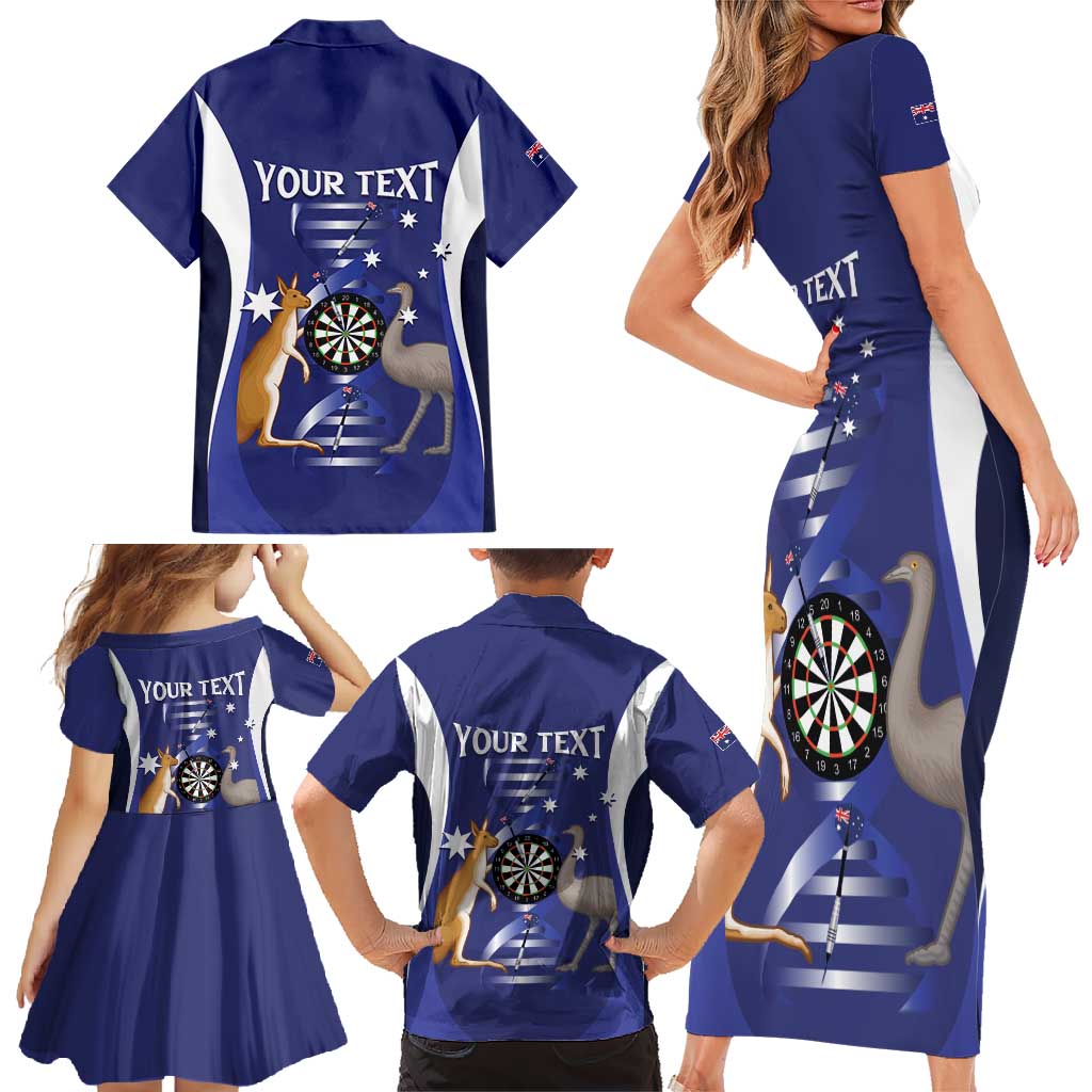 Personalised Australia Darts Family Matching Short Sleeve Bodycon Dress and Hawaiian Shirt Aussie Its In My DNA Flag Color - Aussie Hoodie