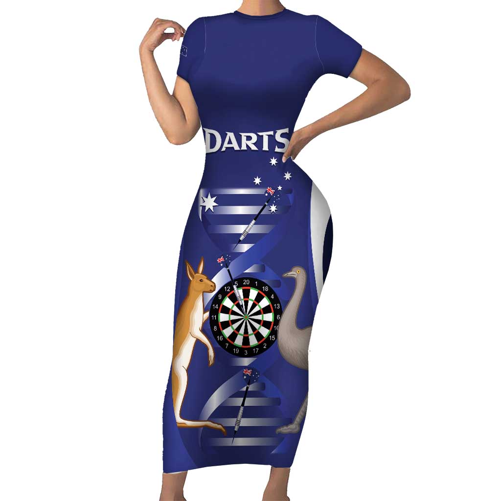 Personalised Australia Darts Family Matching Short Sleeve Bodycon Dress and Hawaiian Shirt Aussie Its In My DNA Flag Color - Aussie Hoodie
