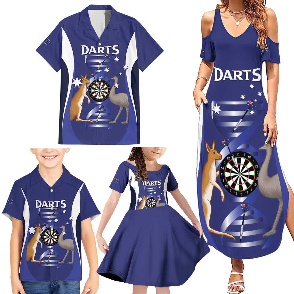Personalised Australia Darts Family Matching Summer Maxi Dress and Hawaiian Shirt Aussie Its In My DNA Flag Color - Aussie Hoodie