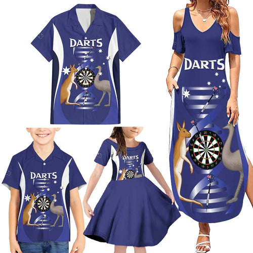 Personalised Australia Darts Family Matching Summer Maxi Dress and Hawaiian Shirt Aussie Its In My DNA Flag Color - Aussie Hoodie