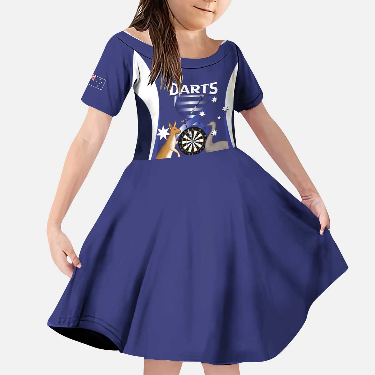 Personalised Australia Darts Kid Short Sleeve Dress Aussie Its In My DNA Flag Color - Aussie Hoodie
