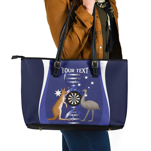 Personalised Australia Darts Leather Tote Bag Aussie Its In My DNA Flag Color - Aussie Hoodie